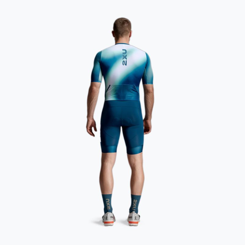 Pánsky triatlonový oblek 2XU Aero Hex Sleeved jelly mint/majol 2