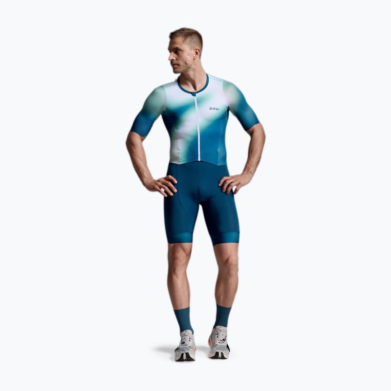 Pánsky triatlonový oblek 2XU Aero Hex Sleeved jelly mint/majol 3