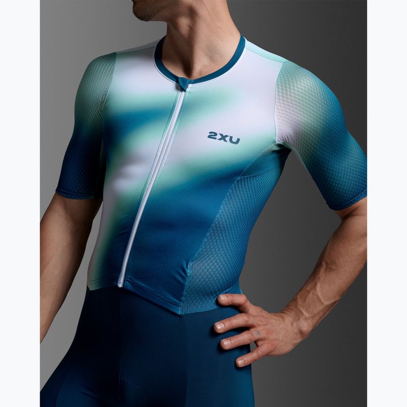 Pánsky triatlonový oblek 2XU Aero Hex Sleeved jelly mint/majol 4