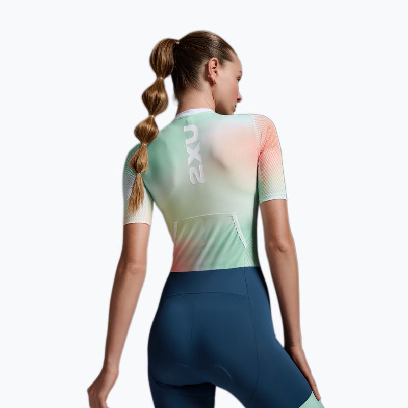 Dámsky triatlonový oblek 2XU Aero Hex Sleeved jelly mint/majol 4