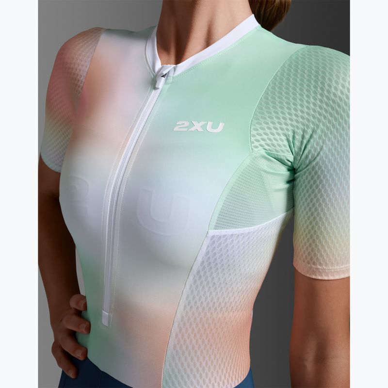 Dámsky triatlonový oblek 2XU Aero Hex Sleeved jelly mint/majol 6