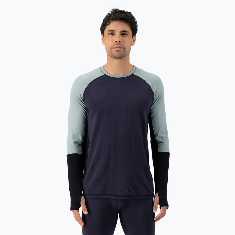 Pánsky termoaktívny longsleeve  Mons Royale Olympus Merino Base Layer dew/ 9 iron/ black