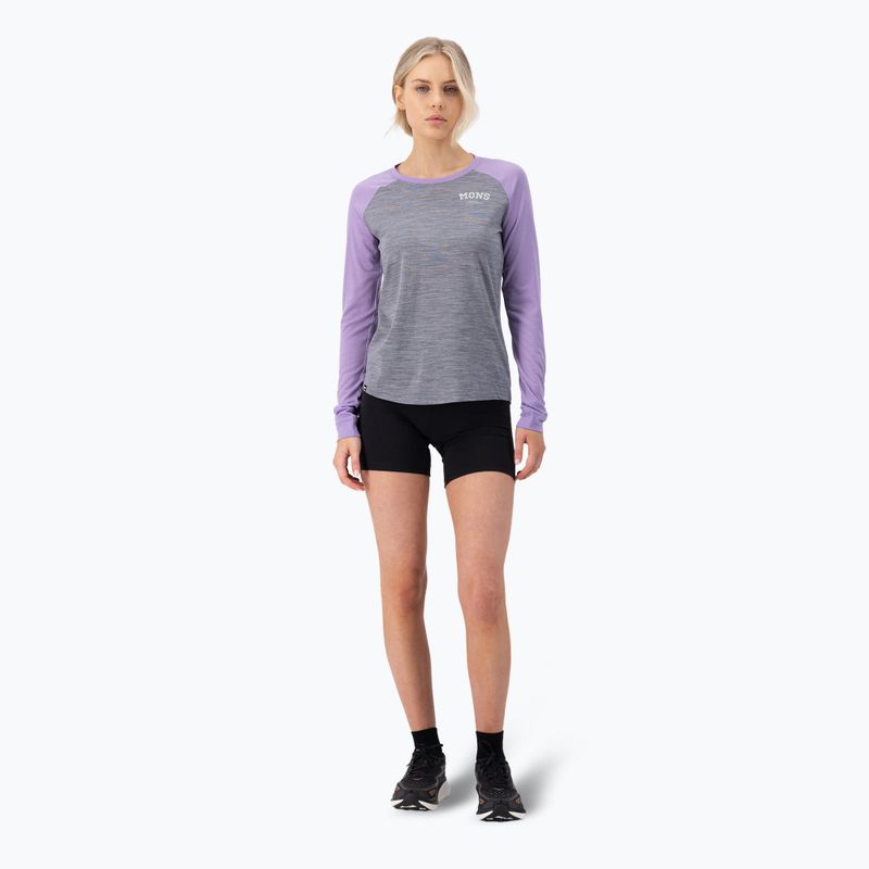 Dámska termoaktívna mikina Mons Royale Icon Raglan grey heather/ lupin 2