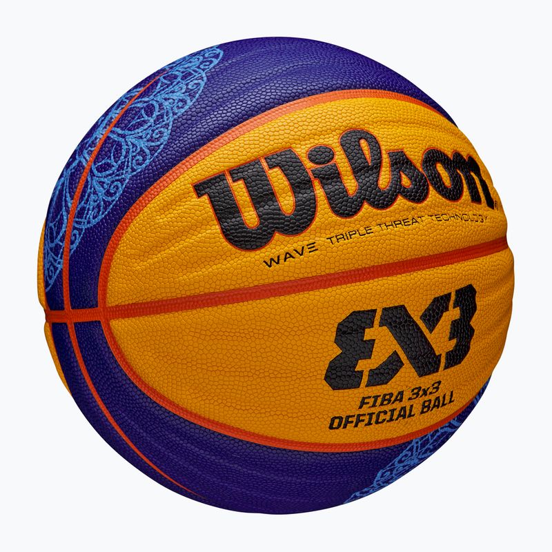 Basketbalová lopta Wilson Fiba 3x3 Game Ball Paris Retail 2024 modrá/žltá veľkosť 6 4