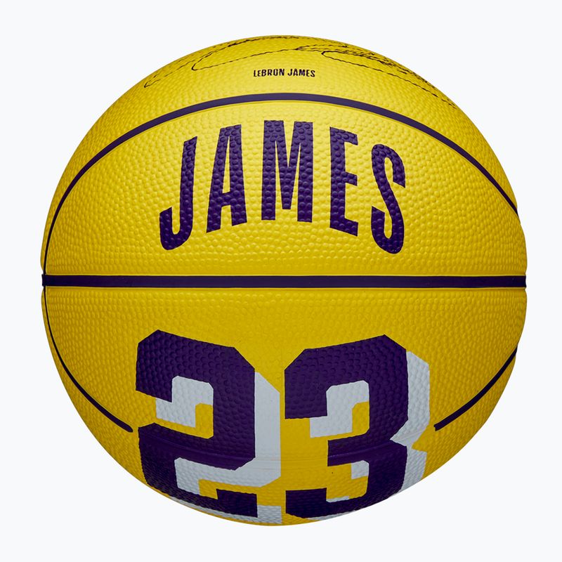 Basketbalová lopta detská Wilson NBA Player Icon Mini Lebron žltá veľkosť 3