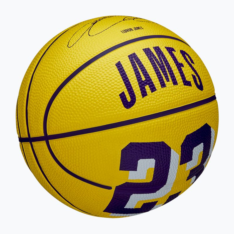 Basketbalová lopta detská Wilson NBA Player Icon Mini Lebron žltá veľkosť 3 2