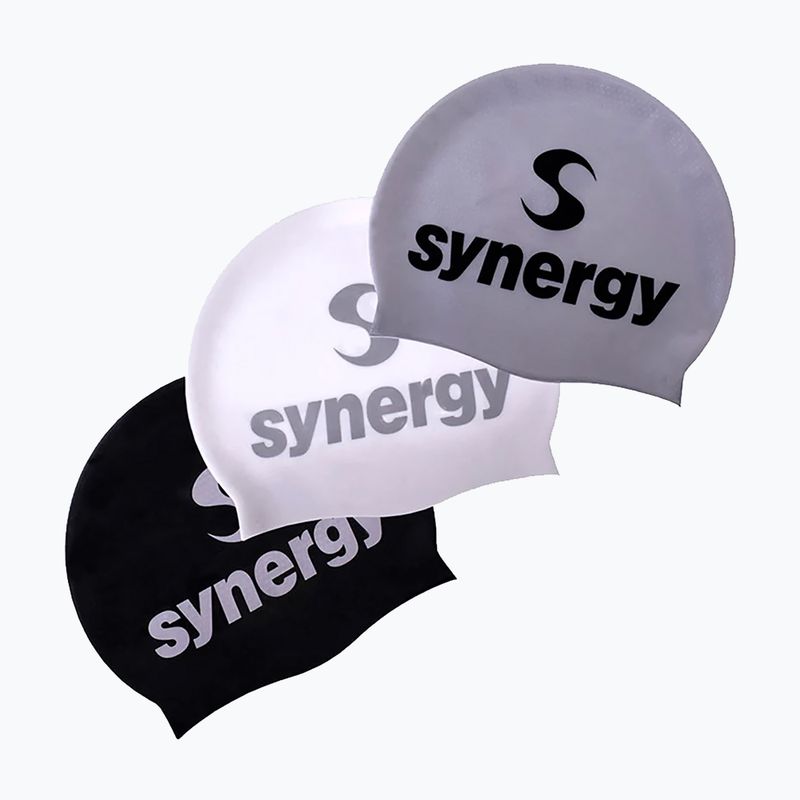 Plavecká čiapka Synergy Silicone Swim Cap 3 pcs. black/silver/white