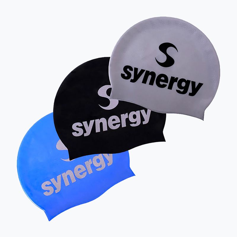 Plavecká čiapka Synergy Silicone Swim Cap 3-Pack black/blue/silver