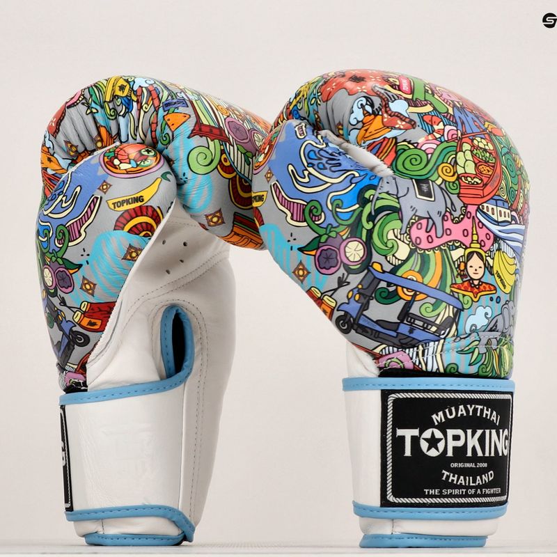 Boxerské rukavice Top King Boxing Culture white/blue 7