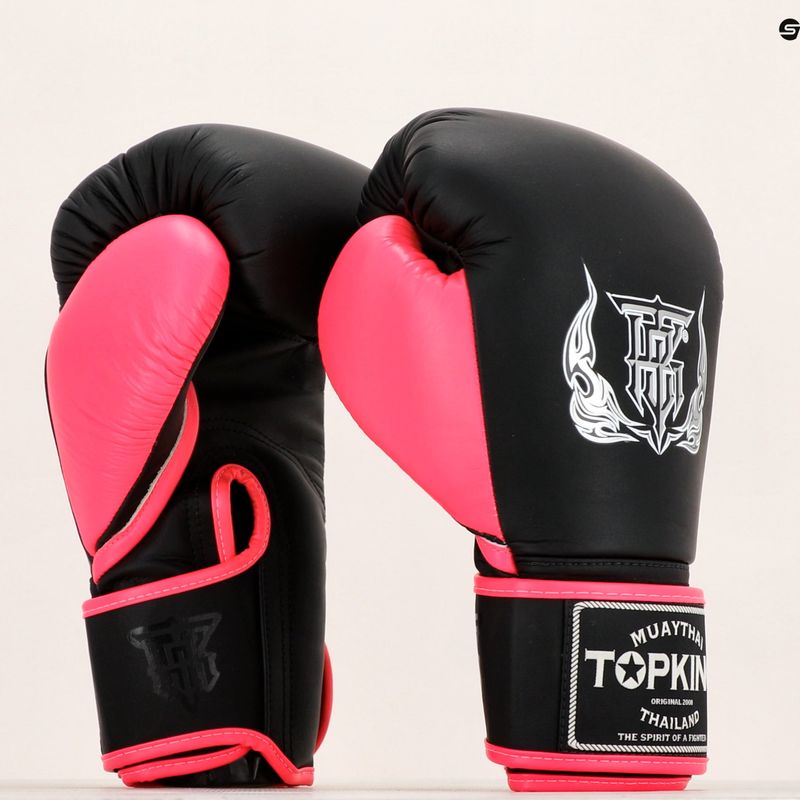 Boxerské rukavice Top King Reborn Boxing Semi Leather black/pink 6