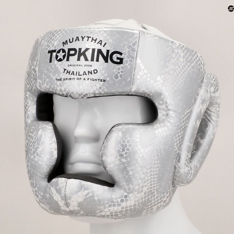 Boxerská prilba Top King Super Star white/silver 7
