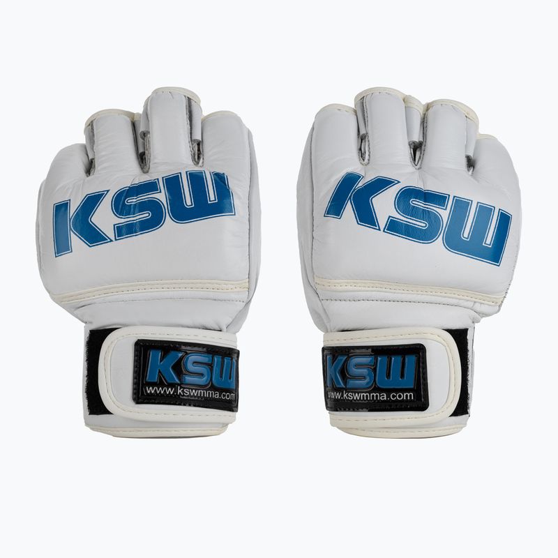 KSW grapplingové rukavice kožené biele