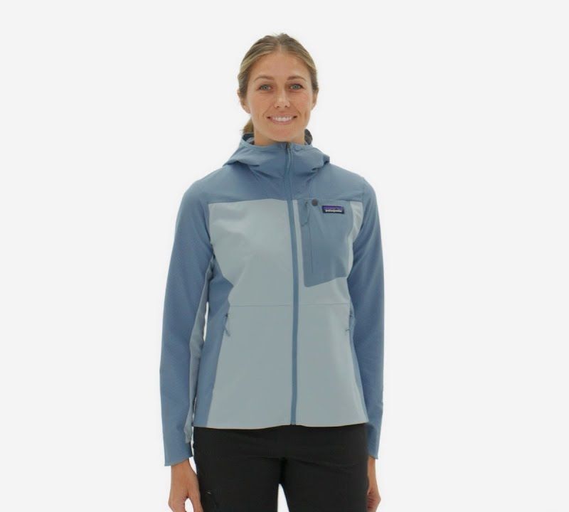 Dámska softshellová bunda Patagonia R1 CrossStrata Hoody lagom blue 16