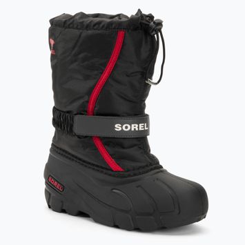 Sorel Flurry Dtv black/bright red junior snow boots