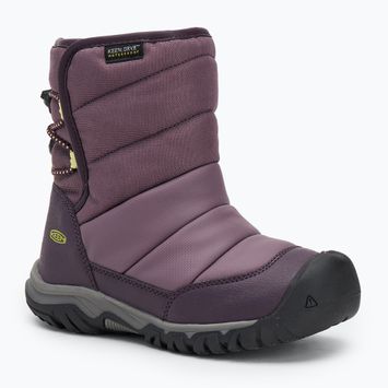 Detské snehule KEEN Puffrider WP black plum/daiquiri green