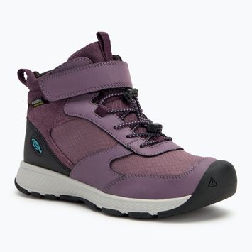 Detské turistické topánky KEEN Skua Mid WP JR black plum/plum perfect