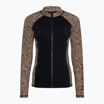 Longsleeve na plávanie dámsky Hurley Leopard Zip Front brown sugar