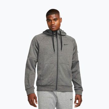 Pánska tréningová mikina Nike Therma Fit Full-Zip charcoal heather/dark smoke grey/black