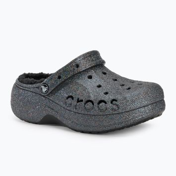 Dámske šľapky Crocs Baya Platform Lined Glitter Clog black giltter