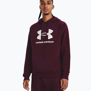 Pánska mikina Under Armour Rival Fleece Logo HD s kapucňou dark maroon/white