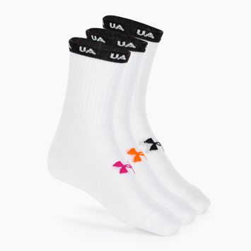 Dámske tréningové ponožky Under Armour Essential Nv Mid Crew 3P white/white/astro pink