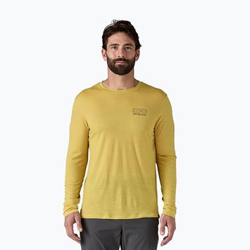 Pánske tričko longsleeve Patagonia Cap Cool Merino Blend Graphic fitz roy strata/bundle green