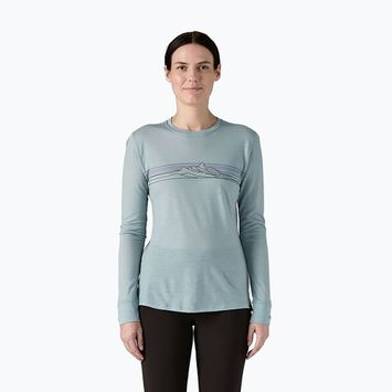 Dámske tričko longsleevePatagonia Cap Cool Merino Blend Graphic strata stripe: thermal blue