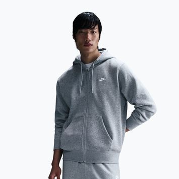 Pánska mikina Nike Club Full Zip Hoodie dark grey heather/light smoke grey/white