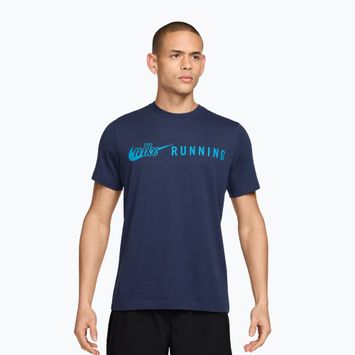 Pánske bežecké tričko Nike Dri-Fit Running T-Shirt midnight navy/light current blue