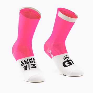 Ružovo-biele cyklistické ponožky ASSOS GT C2 P13.6.7.41.