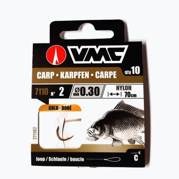 VMC Karp Gold methode leader loop háčik s ostňom + vlasec 10 ks zlatý 271102