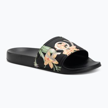 Dámske šľapky ROXY Slippy II black/green print