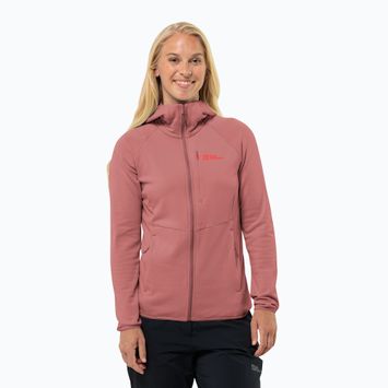 Dámska fleecová mikina Jack Wolfskin dámska fleecová bunda Kolbenberg Hooded Fz mineral red