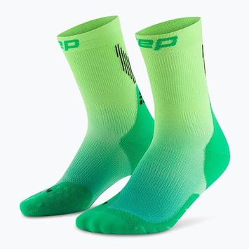 Pánske kompresné  ponožky CEP Run Edt. Gradient Mid Cut Compression 5.0 green/lime fade