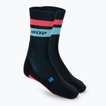 CEP Miami Vibes 80's pánske kompresné bežecké ponožky black/blue/pink