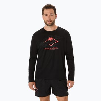 Pánske bežecké tričko Longsleeve ASICS Fujitrail Logo performance black/carbon/coral