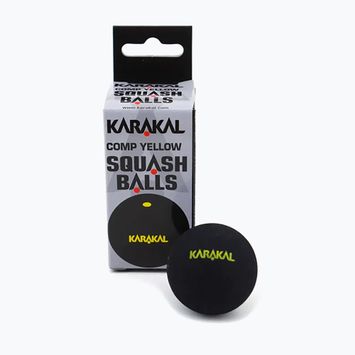 Squashové loptičky Karakal Comp Yellow Dot 12 ks čierne.
