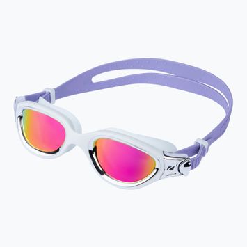 Plavecké okuliare ZONE3 Venator-X white/silver/lilac/polarised revo purple