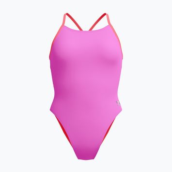 Dámske jednodielne plavky Speedo Solid Lattice Tie-Back neon violet