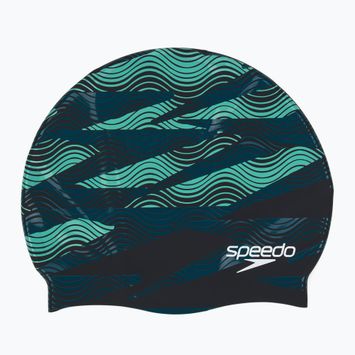 Silikónová plavecká čiapka Speedo s potlačou dark teal semi tide