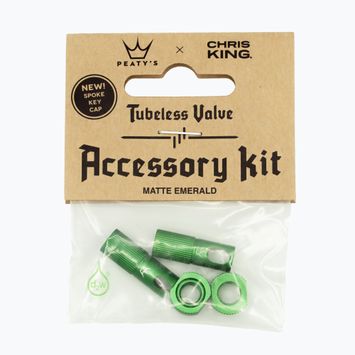 Peaty's X Chris King Mk2 Tubeless Valves Accessory Kit green 83800 uzáver ventilu pneumatiky na bicykel