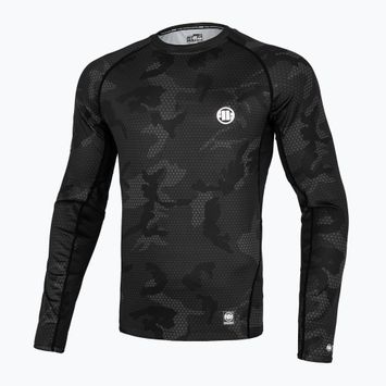 Pánsky chránič Rashguard s dlhým rukávom Pitbull West Coast Net Camo 2 Rash black camo