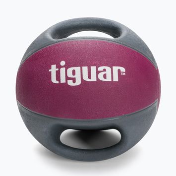 Tiguar 5 kg fialová a sivá medicinbalová lopta s držadlami TI-PLU005