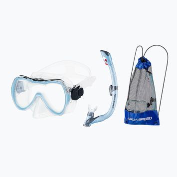 AQUA-SPEED Enzo + Evo šnorchlovací set maska + šnorchel + taška svetlomodrá