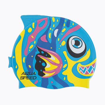 AQUA-SPEED Zoo Fish 01 modro-žltá kúpacia čiapka 115