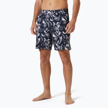 Pánske plavecké šortky Helly Hansen Newport Boardshorts 8" navy aop