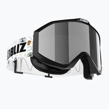 Detské lyžiarske okuliare Bliz Liner Jr black white logo/brown&silver mirror