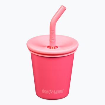 Detský hrnček Klean Kanteen Steel Straw Lid 296 ml ružová červená