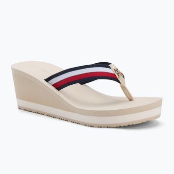 Dámske žabky Tommy Hilfiger Corporate Wedge Beach Sandal muslin