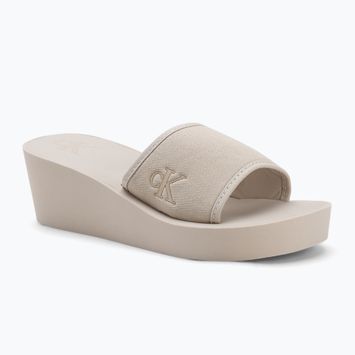 Calvin Klein dámske žabky YW0YW01725 Beach Wedge Slide Canvas eggshell